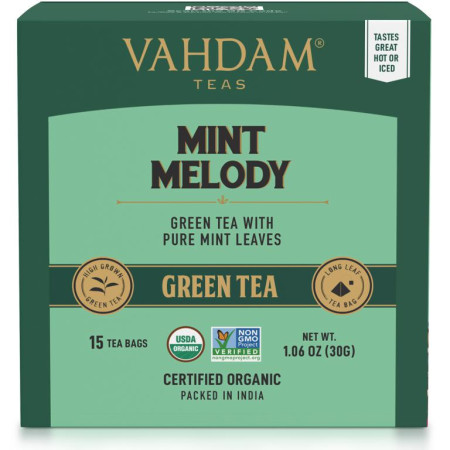Vahdam Teas, 녹차, 민트 멜로디, 티백 15개, 30g(1.06oz)