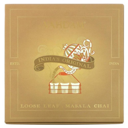 Vahdam Teas, 마살라 차이 잎차, 인도 오리지널 선물 세트, 캔 1개