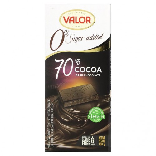 Valor, 설탕 0% 첨가, 70% 다크 초콜릿, 100g(3.5oz)