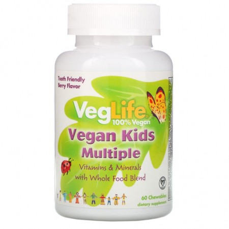 VegLife, 비건 어린이 멀티플, 베리 맛, 60 츄어블