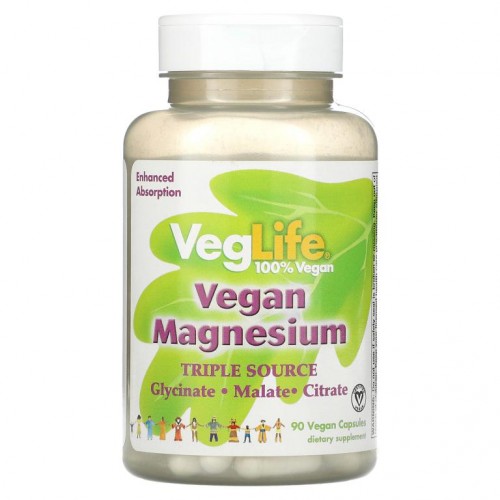 VegLife, 비건 마그네슘, 트리플 소스, 비건 캡슐 90정