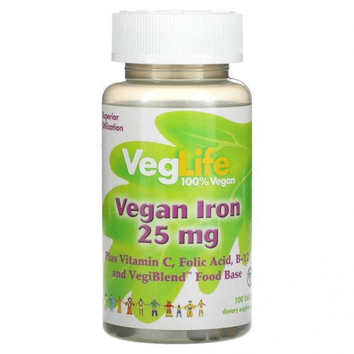 VegLife, 비건 철, 25mg, 100정