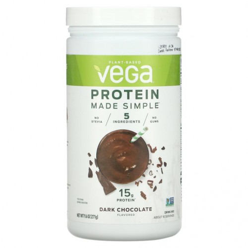 Vega, Protein Made Simple, 다크 초콜릿, 271g(9.6oz)