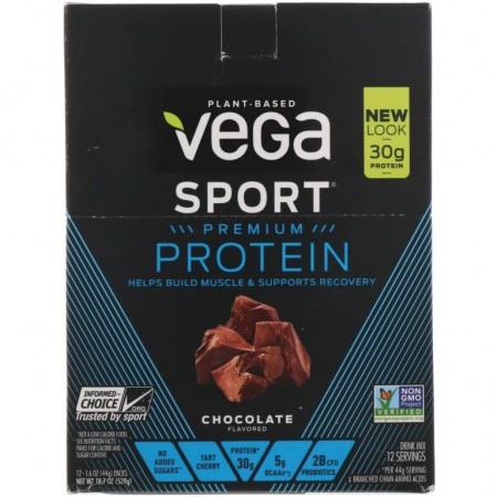 Vega, Sport 프로틴, 초콜릿, 12팩, 각 44g(1.6oz)
