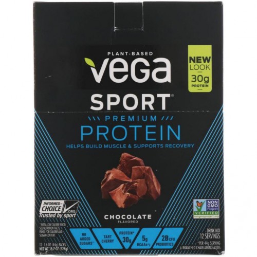 Vega, Sport 프로틴, 초콜릿, 12팩, 각 44g(1.6oz)