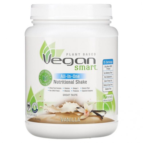 VeganSmart, 올인원 영양 셰이크, 바닐라, 645g(1.42lbs)