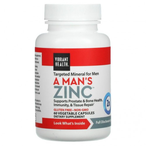 Vibrant Health, A Man's Zinc, 베지 캡슐 60정