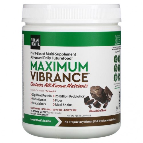 Vibrant Health, Maximum Vibrance, 버전 6.1, 초콜릿 청크, 721.8g(25.46oz)