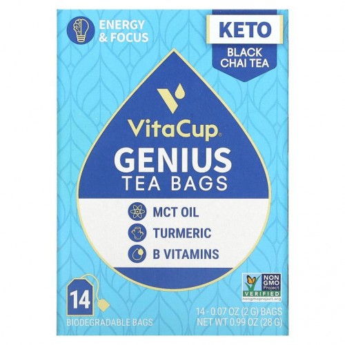 VitaCup, Genius Tea, Black Chai, 14 Bags, 0.07 oz (2 g) Each