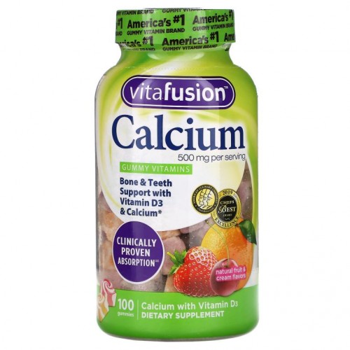 VitaFusion, 칼슘, 천연 과일 및 크림맛, 500mg, 구미젤리 100개