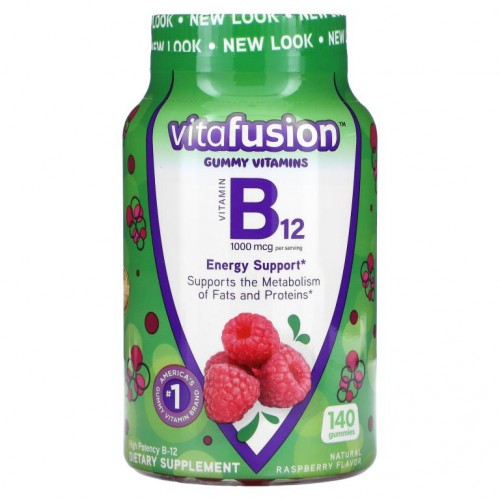VitaFusion, B12, 천연 라즈베리 향미료, 500 mcg, 구미젤리 140개