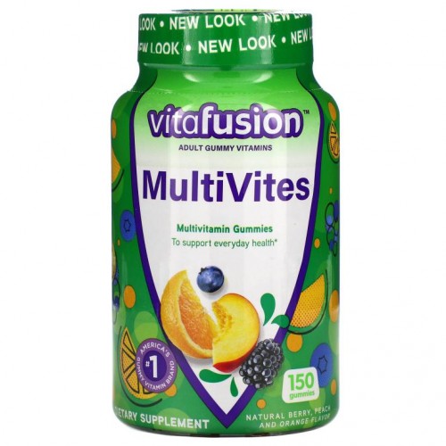 VitaFusion, MultiVites, 필수 멀티, 천연 베리, 복숭아 & 오렌지 맛, 구미젤리 150개