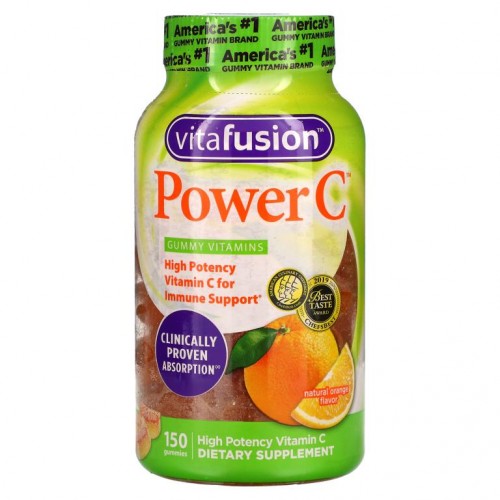 VitaFusion, Power C, 고효능 비타민C, 천연 오렌지 맛, 구미젤리 150개