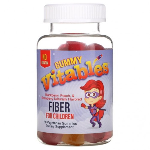 Vitables, 어린이용 구미 젤리 섬유소, 젤라틴 없음, 혼합 과일맛, 식물성 구미젤리 60개