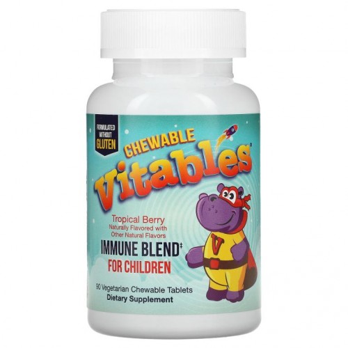 Vitables, 어린이용 면역 혼합물 츄어블, 열대 베리 맛, 베지 츄어블 90정