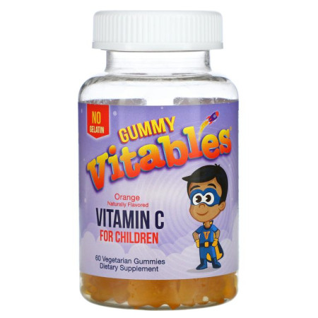 Vitables, 어린이용 구미젤리 비타민C, 오렌지 맛, 베지 구미젤리 60개
