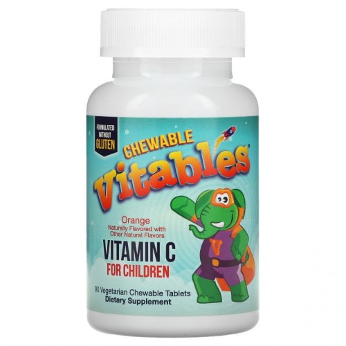 Vitables, 어린이용 츄어블 비타민C, 오렌지 맛, 베지 정제 90정