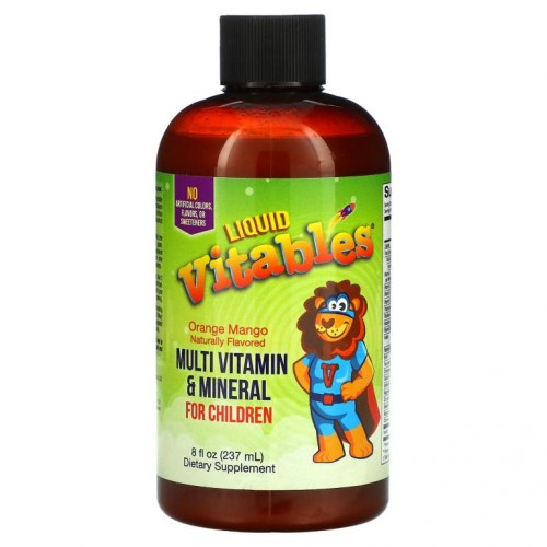 Vitables, 어린이용 액상 종합비타민 및 미네랄, 알코올 무함유, 오렌지 망고 맛, 237ml(8fl oz)