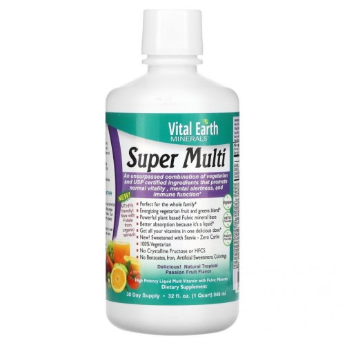 Vital Earth Minerals, Super Multi, Natural Tropical Tangerine Flavor, 32 fl oz (946 ml)
