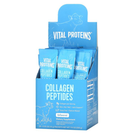 Vital Proteins, 초원 목초 사육, 콜라겐 펩타이드, 가미 안됨, 20 개별 패킷 (10 g)
