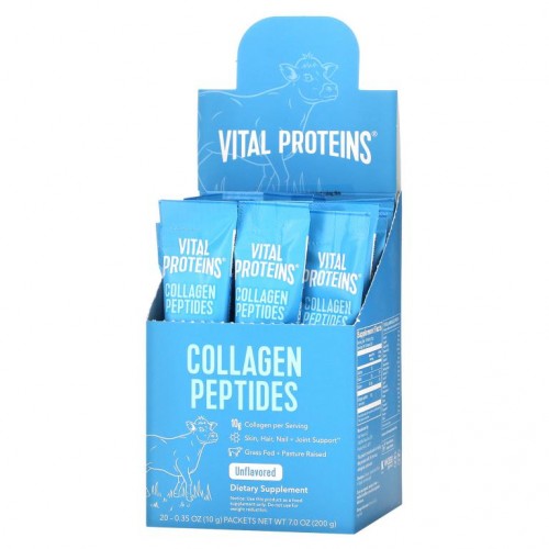 Vital Proteins, 초원 목초 사육, 콜라겐 펩타이드, 가미 안됨, 20 개별 패킷 (10 g)