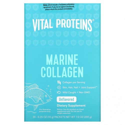 Vital Proteins, 해양 콜라겐, 무맛, 20팩, 각 10g(0.35oz)