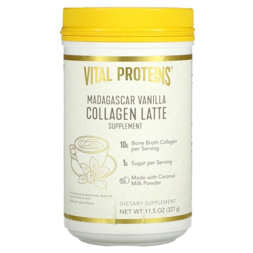 Vital Proteins, 콜라겐 라떼, 마다가스카르 바닐라, 327g (11.5 oz)