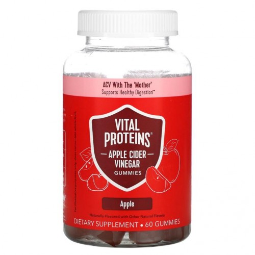 Vital Proteins, 애플 사이다 식초 구미, 사과, 구미 60개