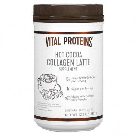 Vital Proteins, Collagen Latte, 핫 코코아, 355g (12.5 oz)