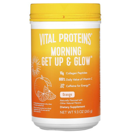 Vital Proteins, Morning Get Up & Glow, 오렌지 맛, 265g(9.3oz)