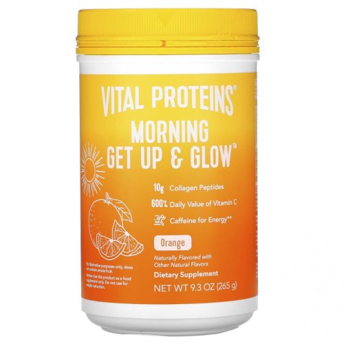 Vital Proteins, Morning Get Up & Glow, 오렌지 맛, 265g(9.3oz)