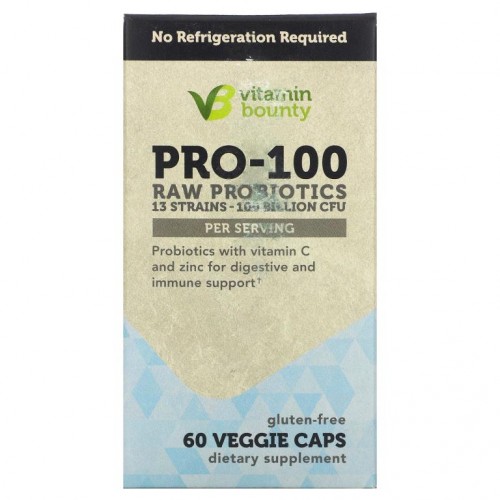 Vitamin Bounty, PRO-100 무가공 프로바이오틱, 1,000억CFU, 베지 캡슐 60정