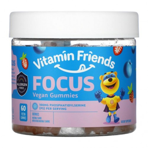 Vitamin Friends, 포커스 비건 구미젤리, 베리, 펙틴 구미젤리 60개