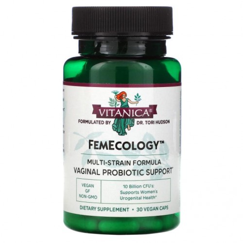 Vitanica, FemEcology, 질 내 프로바이오틱 지원, 100억 CFU, 베지 캡슐 30정