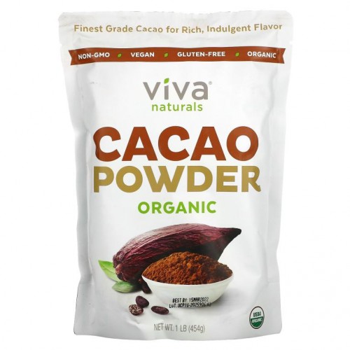 Viva Naturals, Organic Cacao Powder , 1 lb (454 g)
