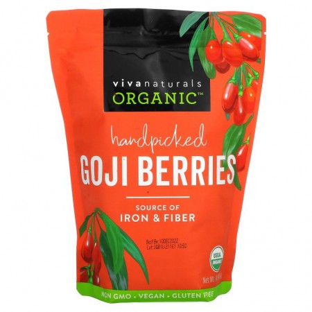 Viva Naturals, Organic Handpicked Goji Berries, 1 lb (454 g)