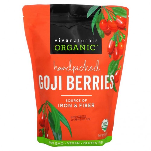 Viva Naturals, Organic Handpicked Goji Berries, 1 lb (454 g)