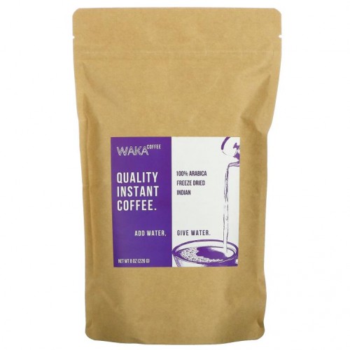 Waka Coffee, 100% 아라비카 인스턴트 커피, 인도, 라이트 로스트, 226g(8oz)