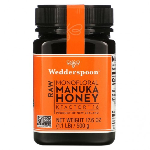 Wedderspoon, 무가공 모노플로랄 마누카 꿀, KFactor 16, 500g(1.1lb)