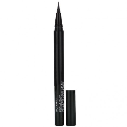 Wet n Wild, 오래 지속되는 워터프루프 리퀴드 아이라이너, 울트라 블랙, 0.9ml(0.03fl oz)