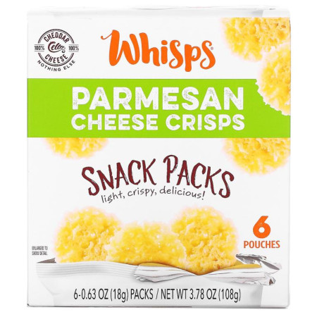 Whisps, 파르메산 치즈 크리스프, 스낵 팩, 파우치 6개, 개당 18g(0.63oz)