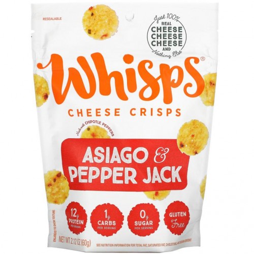 Whisps, 아시아고 & 페퍼잭 치즈 크리스프, 60g(2.12oz)