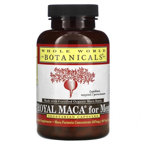 Whole World Botanicals, 남성용 Royal Maca, 젤라틴화, 500mg, 베지 캡슐 180정