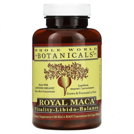 Whole World Botanicals, Royal Maca, 250mg, 젤 캡슐 180정