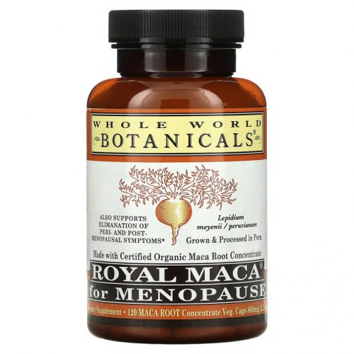 Whole World Botanicals, Royal Maca for Menopause(폐경기용 로얄 마카), 500 mg, 120 베지 캡슐