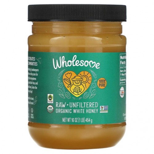 Wholesome Sweeteners, 유기농 화이트 허니, 무가공 + 비여과, 454g(16oz)