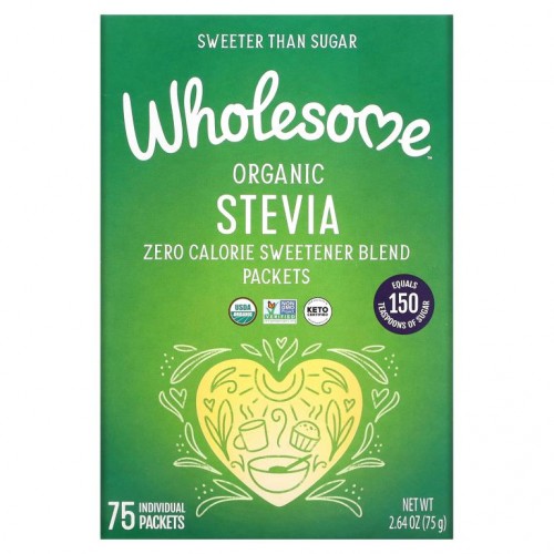Wholesome Sweeteners, 유기농 스테비아, 제로 카로리 감미료 블렌드, 75 개별 팩 포장, 각 1g