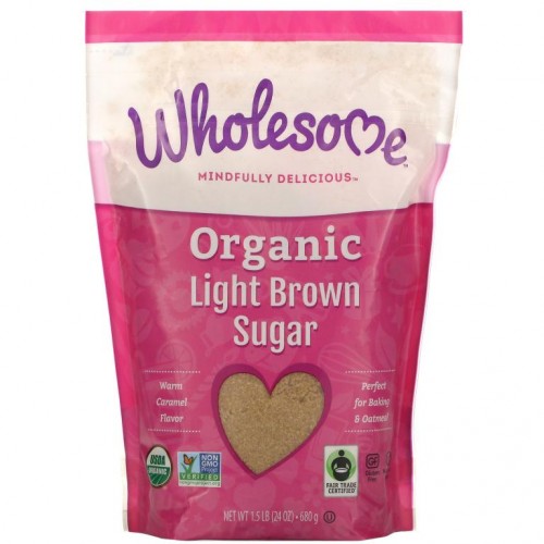Wholesome Sweeteners, 유기농 라이트 브라운 슈거, 1.5 lbs (680 g)