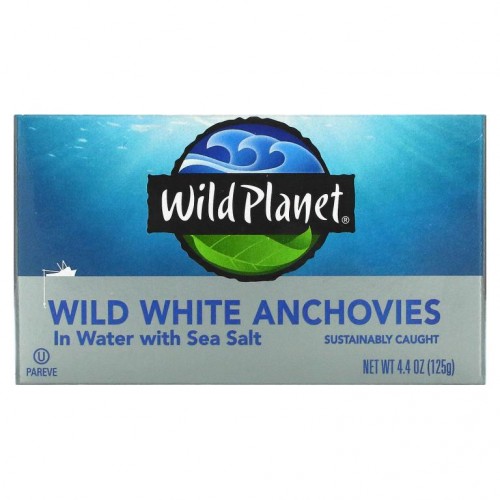Wild Planet, 자연산 화이트 앤초비 통조림, 바다 소금 함유, 125g(4.4oz)