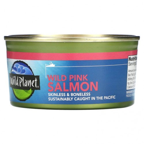 Wild Planet, 자연산 분홍 연어, 껍질 및 뼈 제거, 170g(6oz)